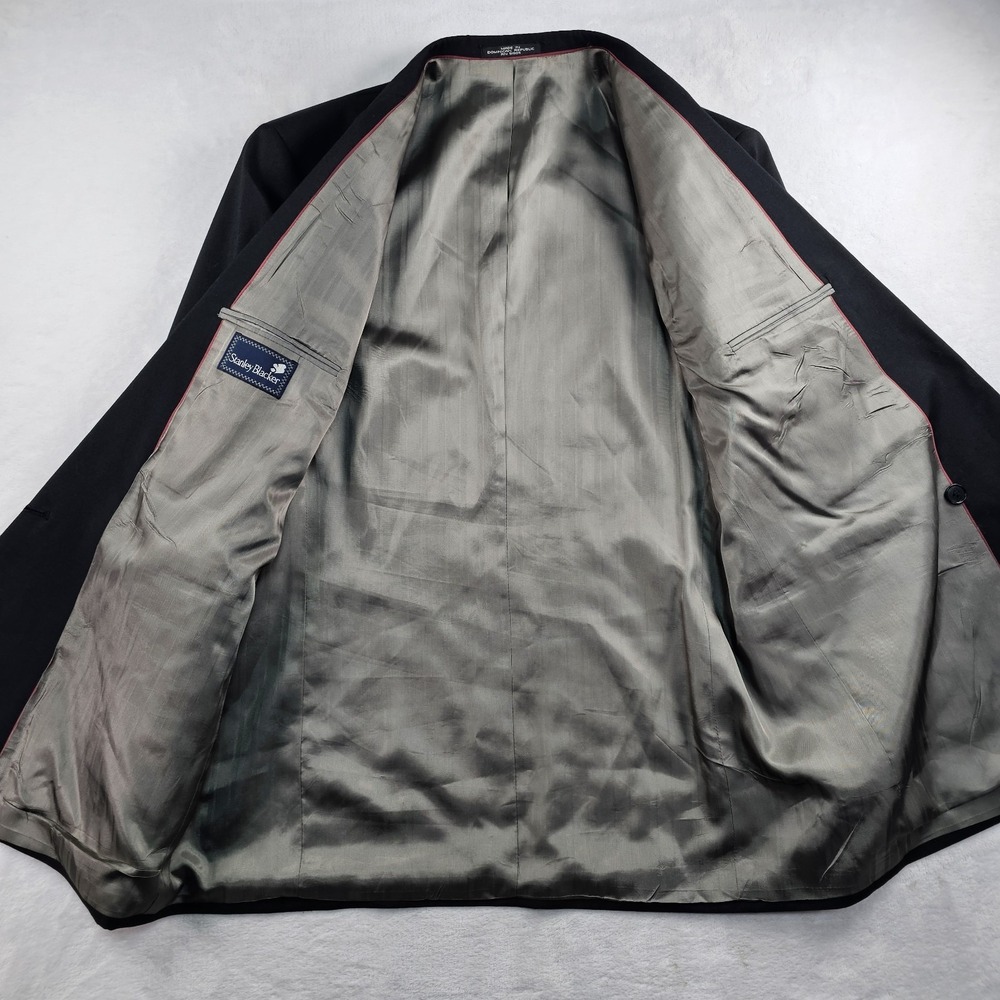 Vtg Stanley Blacker Suit Double Breasted Peak Lapel Mens 44L Pants 36x32 Pleated - Picture 5 of 16